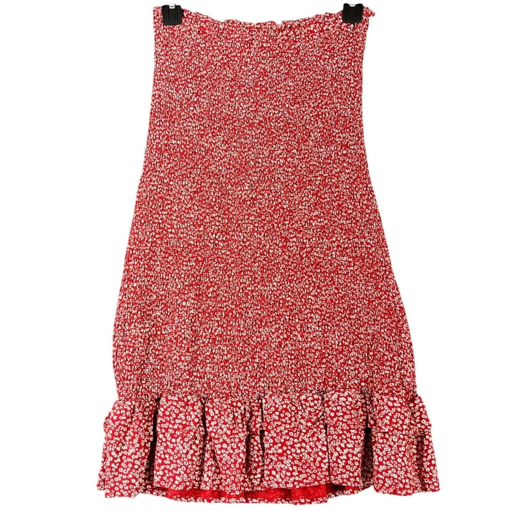 American Eagle Smocked Strapless Mini Dress Floral Ruffle Boho Festival S Womens